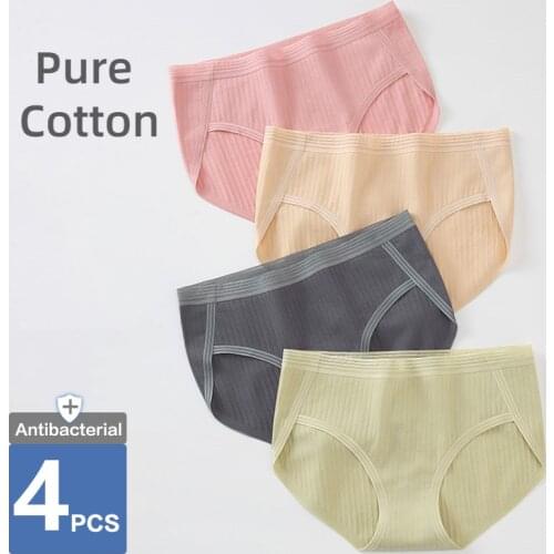 Pure Cotton Women Underwear Panties Mid Waist Seamless Lingerie Briefs Lady Panties Comfortable Soft Female Underpants