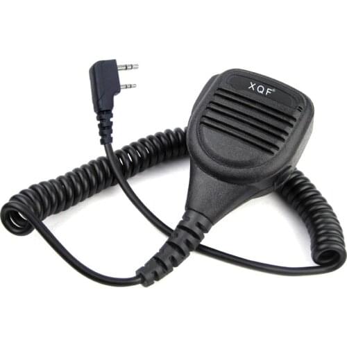 XQF 2 Pin Water Resistant Speaker Microphone PTT Mic for Baofeng UV 5R 6R GT-3TP BF-888S DM-5R Plus Portable Radio Walkie Talkie