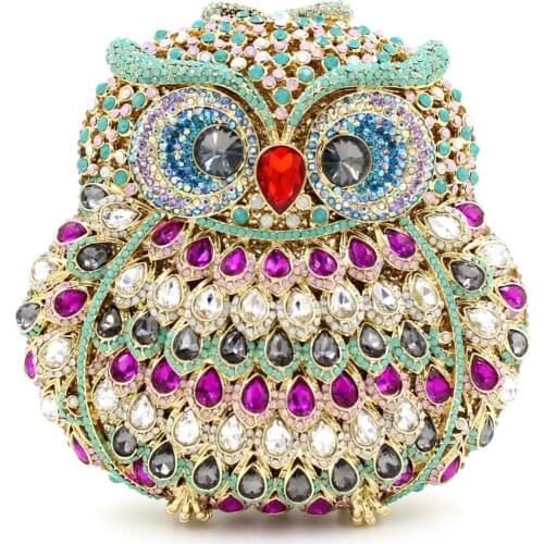 Bee In Fly Owl Women Diamond Evening Clutch Bag Party Crystals Clutches Wedding Purses Ladies Hollow Out Handbags Bolsas