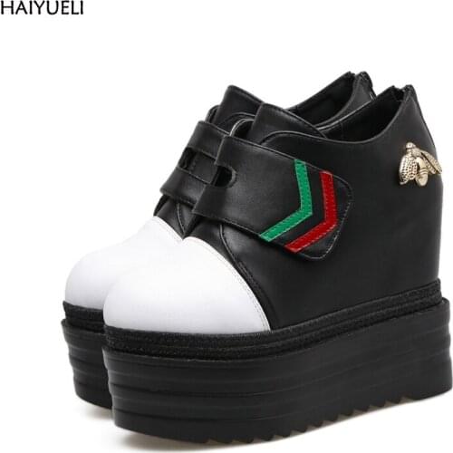 Womens High Heel Boots Winter Height Increase Wedge Platform Ankle Boots For Women Fashion Black Platform Shoes Women