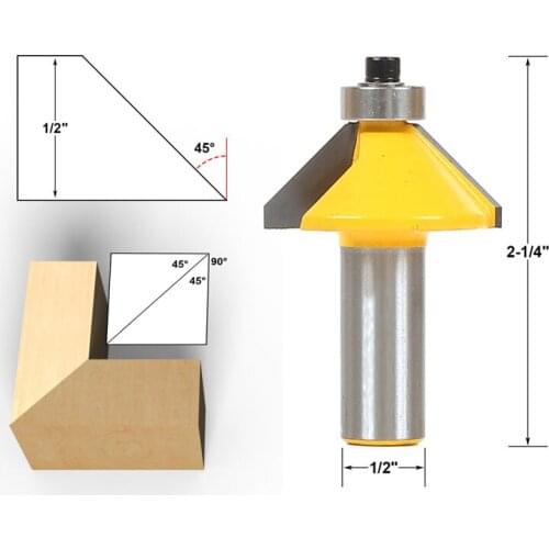 1pcs 45Deg Chamfer & Bevel Edging Router Bit - 1/2" Shank