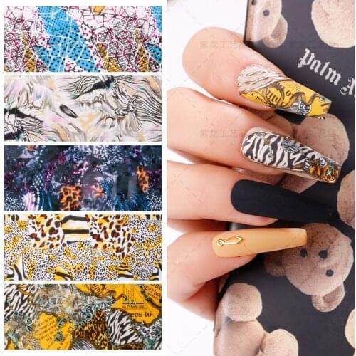 10Pcs/Box Holographic Nail Art Transfer Foil Sticker Decals Manicures Design DIY Decoration Set Nail Paper Accessories 4*100/Pcs