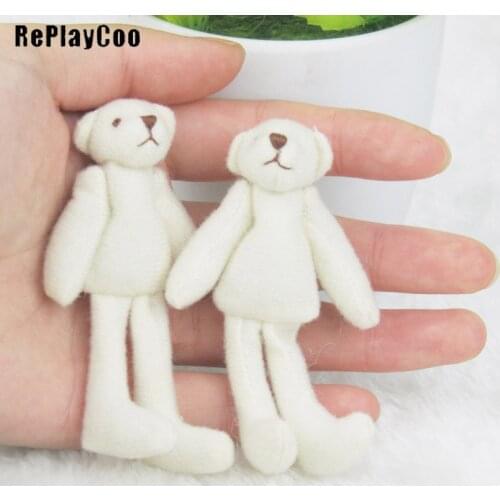 100PCS/Lot Mini Joint Long-Legged Bear Stuffed Plush Toys 7 cm Cute White Teddy Dolls Gifts Wedding Party Decoration J00602