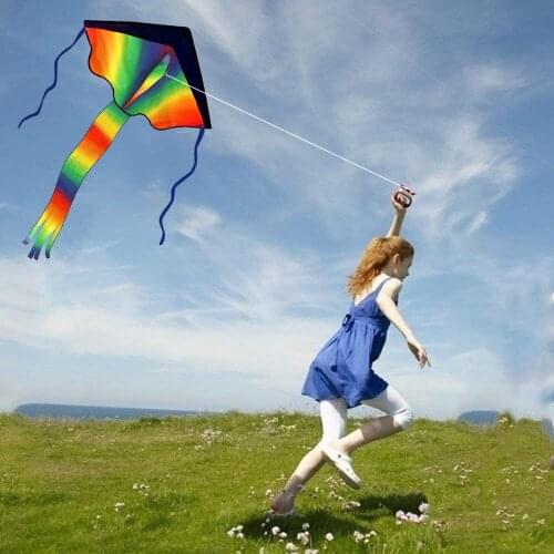 105cm Kids Large Long Tail Rainbow Delta Kite Outdoor Toys Beach Fun Durable Rainbow Flying Kite Childrens Toy воздушный змей