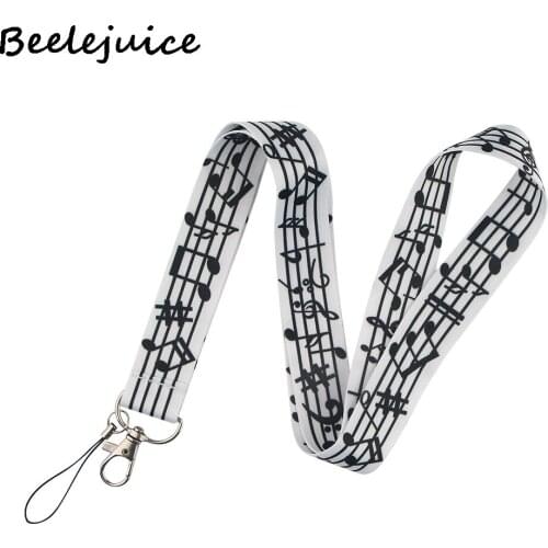 24pcs Musical symbol Neck Strap Lanyards ID badge card holder keychain Mobile Phone Strap Gift Ribbon webbing necklace