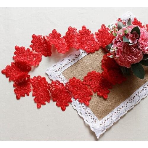 3 Yards Exquisite Embroidery Cord Lace Decoration Hot Red Lace Trim Wedding Dress Fabric 10cm Width