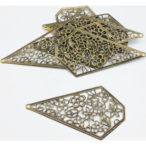 38x69mm 20pcs Wholesale Filigree square crafts Hollow Embellishments Findings,Jewelry Accessories,Bronze Tone ornaments