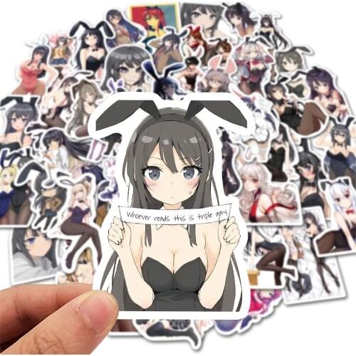 50Pcs Anime Sexy Pinup Beauty Bunny Girl Stickers For Phone Laptop Skateboard Luggage Decal Toys Boys Otaku Cartoon Stickers DIY