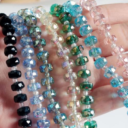 500Pcs/lot Wheel Shape Rondelle Austria faceted Crystal Glass Beads Loose Spacer Round Beads for Jewelry Making Colorfuls 5x7mm