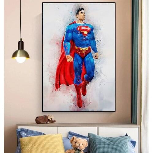 5D DIY Diamond Painting Superhero Print Painting Movie the Avengers Superman Portrait Painting Childrens Living Home Decor