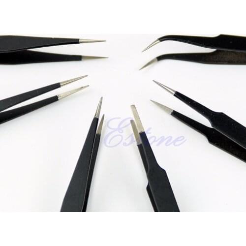 6Pcs/lot Resists Corrosion Safe Anti-static Tweezers Maintenance Tools ESD10-15 Hot