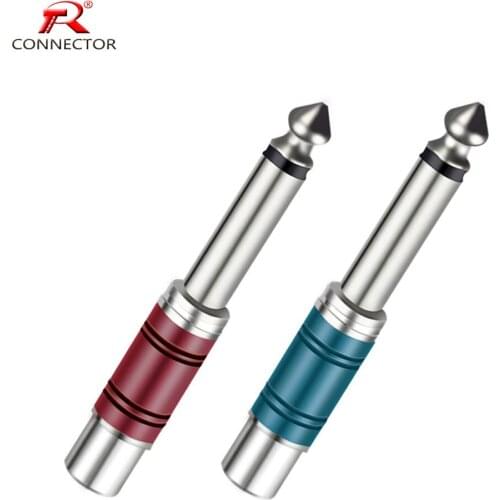 8pcs/4pairs 6.35mm 1/4" Male Mono jack To RCA Female socket Audio Adapter Connector TS Audio Converter Plug