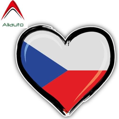Aliauto Czech Republic Flag Car Sticker PVC Sunscreen Waterproof Reflective Decoration Decal Automobile Accessories,14cm*13cm