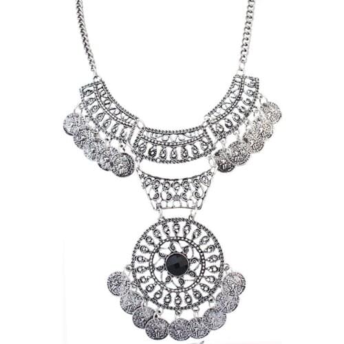 Ahmed Jewelry Europe Sliver Coin Hollow Necklace For Woman 2016 New Vintage Necklaces & Pendants Wholesale Price Y-N85