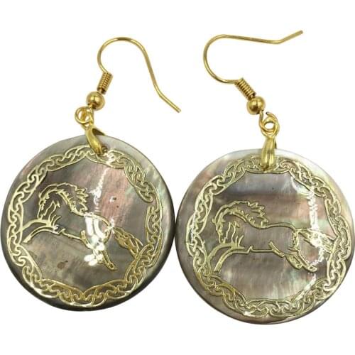 Free Shipping Women Fashion Jewelry Mother of pearl Shell Horse beads Earring 1Pair C8356