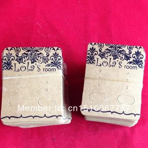Wholesale Free shipping Fashion size 6.5x5cm Kraft Earring tag Card Custom Black Logo Moq:1000 pcs Logo One Colour