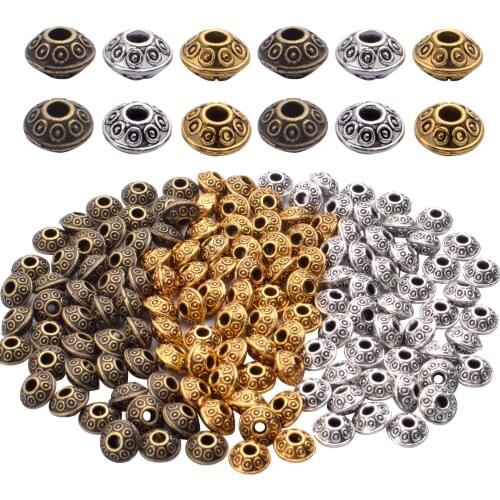 150pcs Mixed Alloy Spacer Beads Antique Spacer Beads for DIY Necklace Bracelets,3 Colors