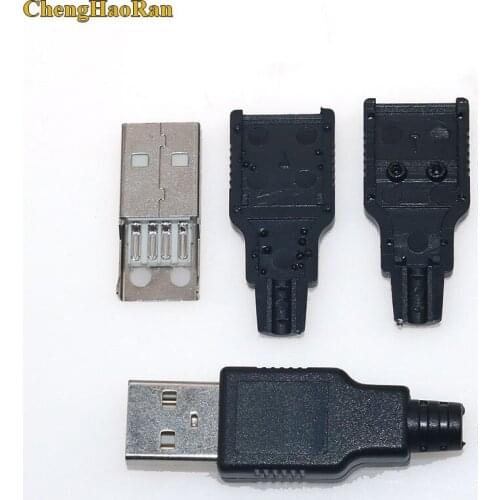 ChengHaoRan 1set DIY USB A Type Male Connector Assembly Adapter USB Jack 2.0 Plug Socket With Plastic Shell Tail 3 in 1