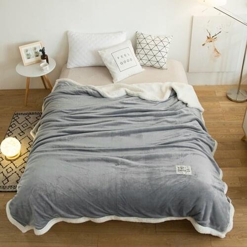 Double layer lamb wool + flannel blanket winter thick blanket coral fleece blanket warm blanket air conditioning blanket siesta