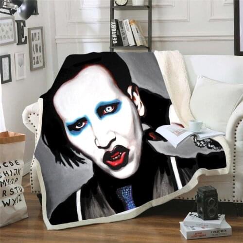 Singer Marilyn Manson 3d Printed Fleece Blanket for Beds Thick Quilt Fashion Bedspread Sherpa Throw Blanket Adults Kids 02