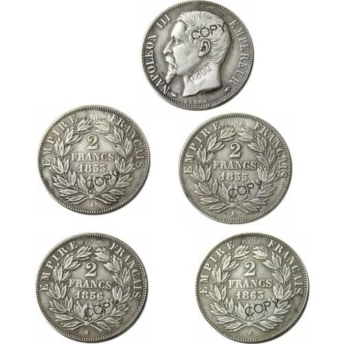 France 2 Franc 1853A-1863A 4 Years Optional Silver Plated Copy Coins