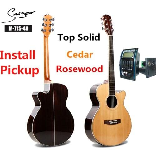Guitar Solid Cedar Acoustic Electric Steel-String 40 Inches A-Body Guitarra 6 Strings Folk Pop Cutaway Wood Color Guitars Pickup