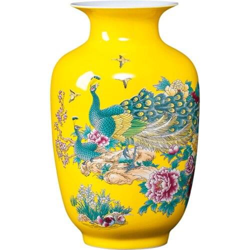 Blue Vases Ornament Jingdezhen Ceramics Flowers And Birds Vase Modern Chinese Household Living Room Wine Cabinet Decoration Vase