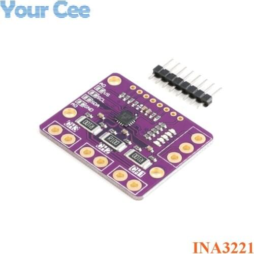 I2C SMBUS INA3221 Triple-Channel Shunt Current Power Supply Voltage Monitor Sensor Board Module Replace INA219 With Pins