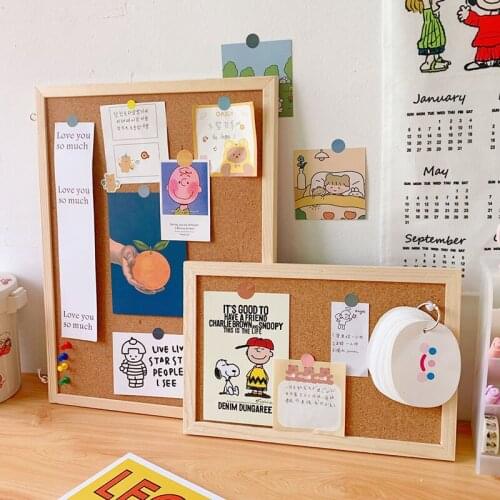 Ins Cork Board Message Boards Storage Organizer Wall Shelf Home Decor Wall Decor Hanging Solid Wood Frame Background Photo Wall