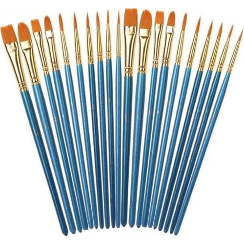 20PCS Pearlescent Blue Oil Brush 1 Set Of Art Painting Water Chalk DIY Special Brush For Childrens Drawing