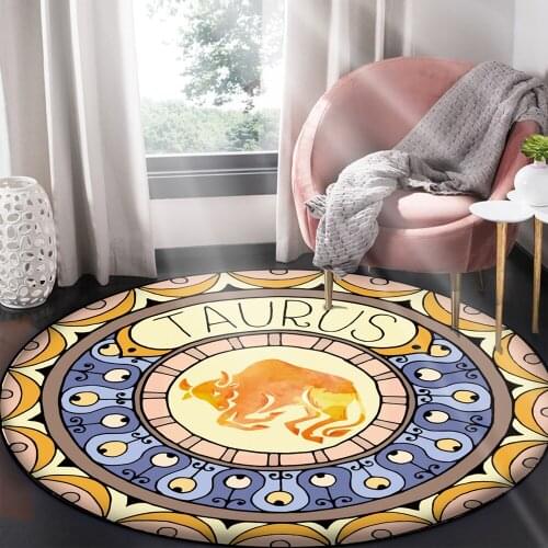 Constellation Taurus Round Floor Mat Flannel Anti-slip Carpet bathroom Floor door Mat Home Bedroom Living Room Decoration rugs