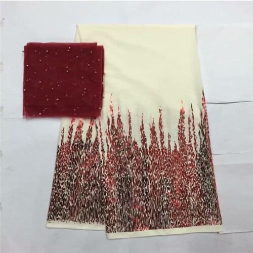 LX!2019Swiss cotton lace fabric printing gold leopard stripes 5 yards plus 2 yards with beads tulle ladies wedding dress! F30802