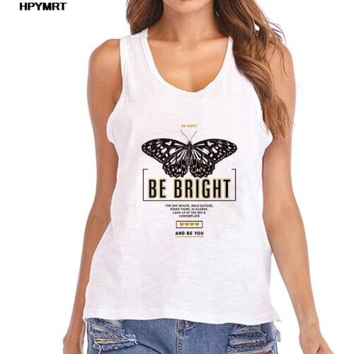 Aesthetic butterfly Print White Tank Tops Women Fashion Casual Sexy Summer Sleeveless Tee Harajuku Graphic Vest Female Clothes
