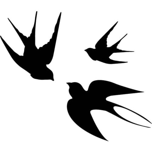 Cute Swallow Flying Car Sticker High Quality Fashion Car Decoration Personality Pvc Waterproof Decal Black/white, 17cm*15cm