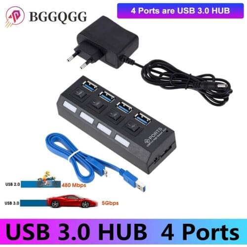 Mini USB HUB 3.0 Super Speed 5Gbps usb3.0 4 Ports HUB Portable Micro USB 3.0 HUB Splitter With External Power Adapter For PC Acc