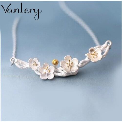 Fashion Long Plum Flower Necklace Pendant For Women Choker Necklaces Holiday Beach Statement Boho Jewelry 2021