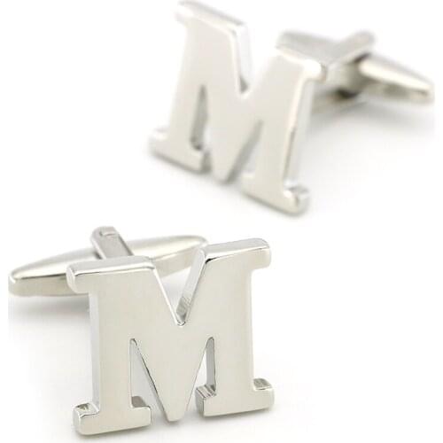 Mens English Letters Cuff Links Copper Material Letter M