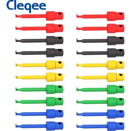 Cleqee P5001 20pcs Multimeter Lead Wire Kit Test Hook Clip Grabbers Test Probe SMT/SMD IC D20 Cable Welding