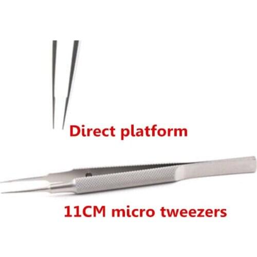 Stainless microsurgical ophthalmology instruments 11cm microscopic tweezers Direct platform tweezers forceps experimental tool