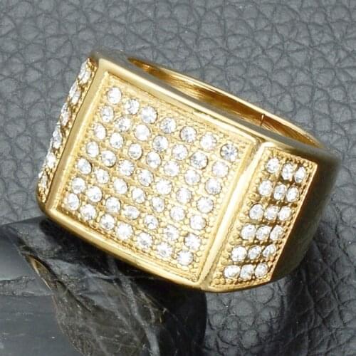 New Trendy Austrian Rhinestone Inlaid Ring Mens Ring Bohemian Crystal Inlaid Metal Ring Accessories Party Jewelry