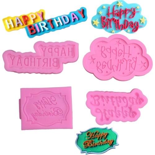 Happy birthday letters turn sugar cake decoration mold silicone mold letters