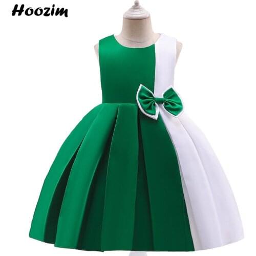 European Front Bow Color Block Pageant And Red Carpet Dress Girls 4 To 10 Year Formal Birthday Pary And Homecoming Dresses Child