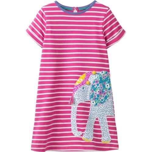 Striped Girls Dresses Cotton Short Sleeve Kids Teen Dress For Children Tops Girls Striped T-shirt Tracksuit 2-8 Years