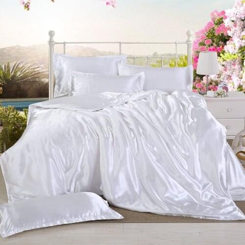 J 1Pc Duvet Cover 200*200/220*240cm Twin Full Queen King Size Solid Color Satin Silk Quilt Cover Advanced Home Hotel Bedding