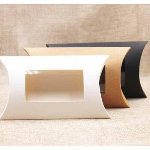 Kraft Paper Transparent Candy Gox Packaging Boxes Pillow Shape Gift Box Party Bag Valentines Day