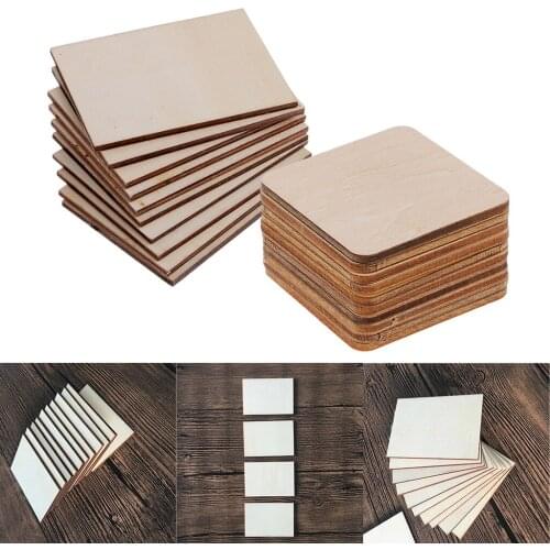 20 Rectangle Square Wooden Shape Craft Blank Wood Plaques DIY Pyrography Art