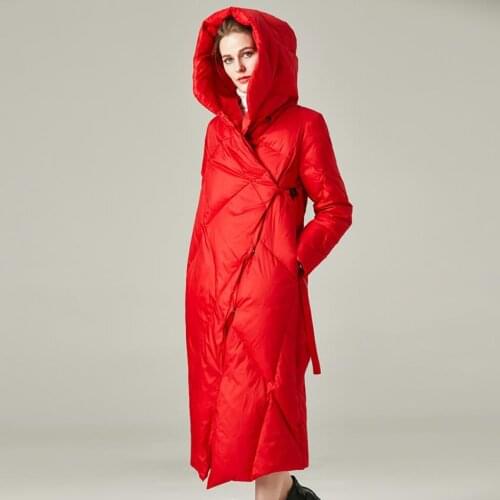Fashion hooded irregular Fluffy thick warm Down jackets parkas female super longer thick warm duck down coat F670