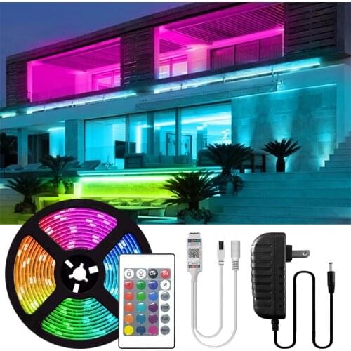 RGB Neon Led Strip Lights Smart APP Controller 5050 LED DC12V Flexible Ribbon Holiday Decorative Luces Lamps Set with Adapter