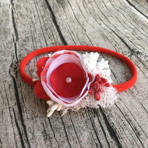 Chrismas Red White Flower Headband