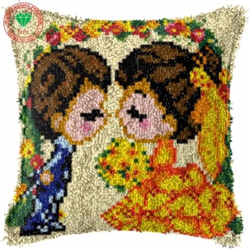 Christmas decoration Latch Hook Cushion Kits DIY Needlework Crocheting Throw Pillowcase Unfinished Yarn Embroidery lover Gift